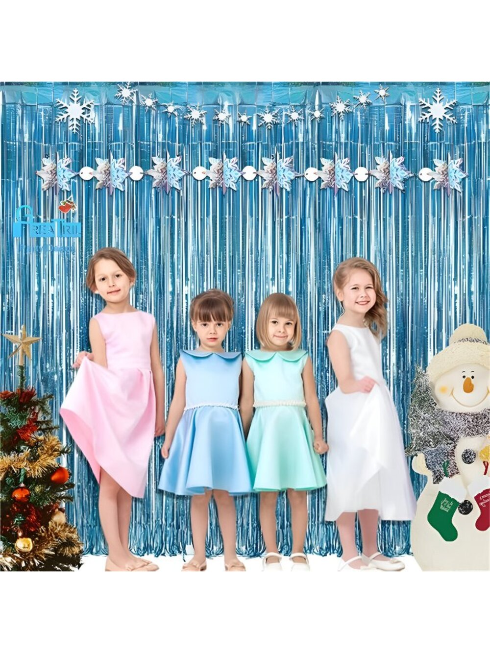 Blue Tinsel Curtain Party Backdrop - 1m x 2.5m - Pack of 2
